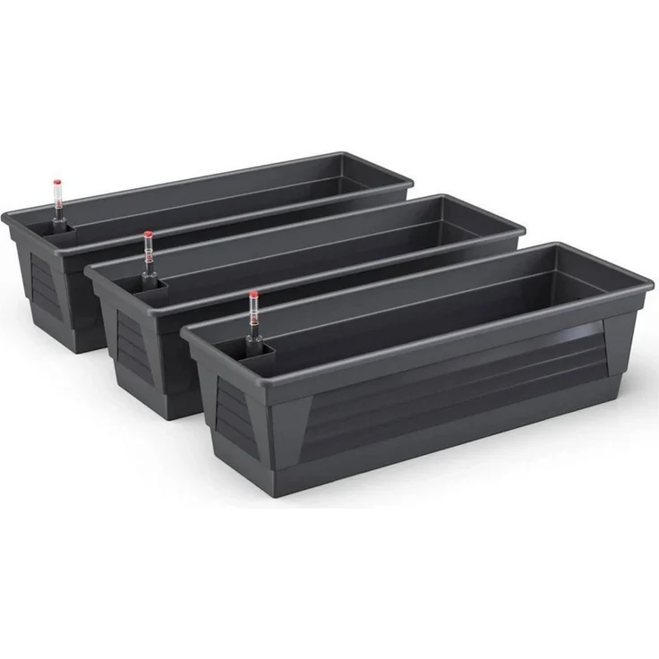 Plastard Blumenkasten, 3er-Set Pflanzkasten mit Hydroeinsatz & Wasserstandsanzeiger (3er-set, 3er-Set mit Hydroeinsatz & Wasserstandsanzeiger 60 cm, 80 cm 100 cm), Witterungs- und UV-Beständigkeit – Bild 5