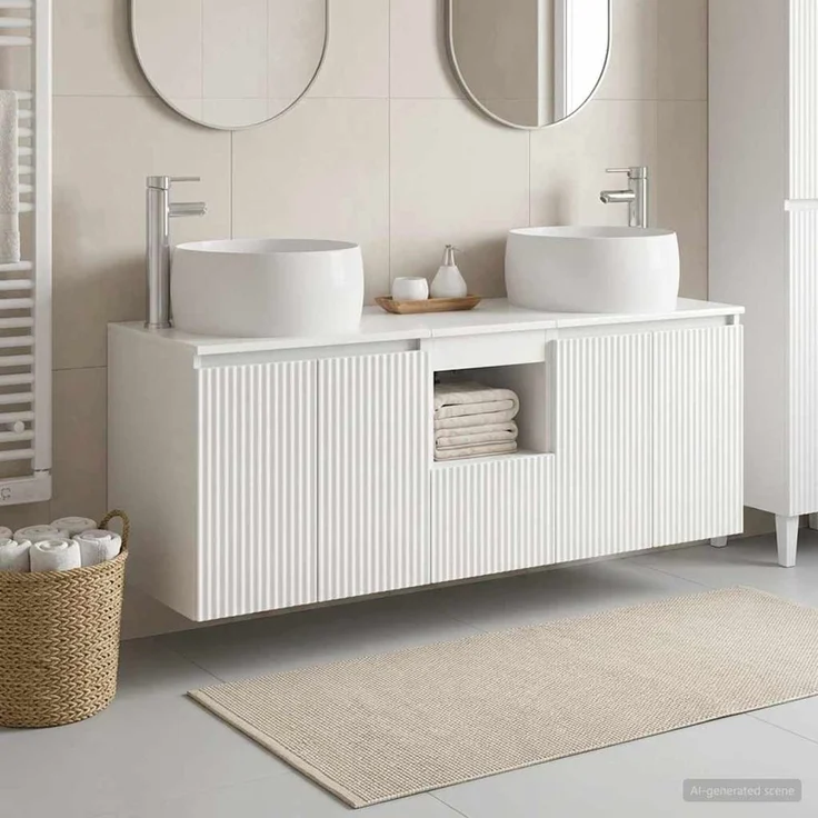 vidaXL Badezimmerschrank-Set 3 stk. Hochglanz Weiß 129 x 44,5 x 80 cm 3405721 – Bild 1