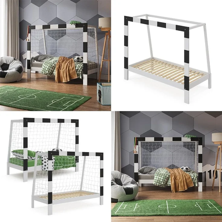 Kinderbett Football goal Weiß 80x160 cm ohne Matratze Vitalispa – Bild 8