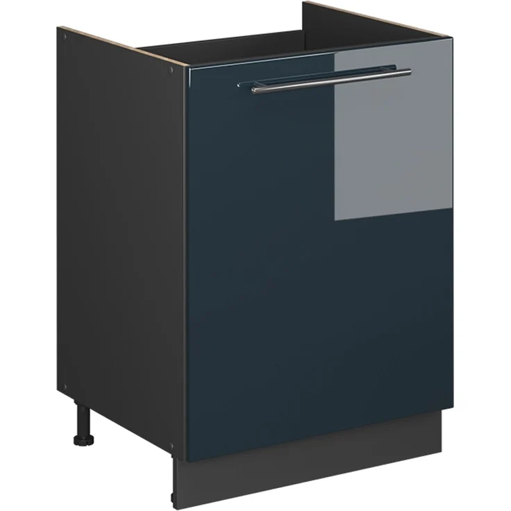 Spülenunterschrank Fame-Line Dunkelblau Hochglanz/Anthrazit 60 cm Vicco – Bild 1