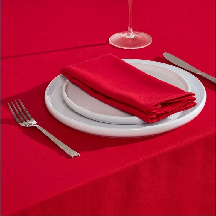 Homescapes Tischdecke Tischdecke rot – 137 x 137 cm, 100% Baumwolle (1-tlg) – Bild 3