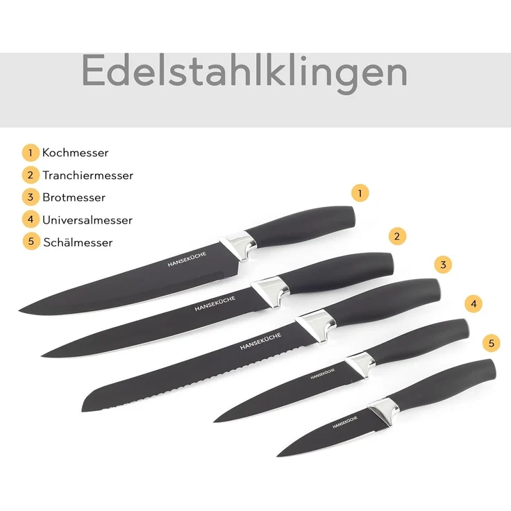 Hanseküche Messerblock Universalmesserblock Rund (6tlg), mit Borsteneinsatz und Edelstahlring - aus recyceltem Plastik – Bild 2