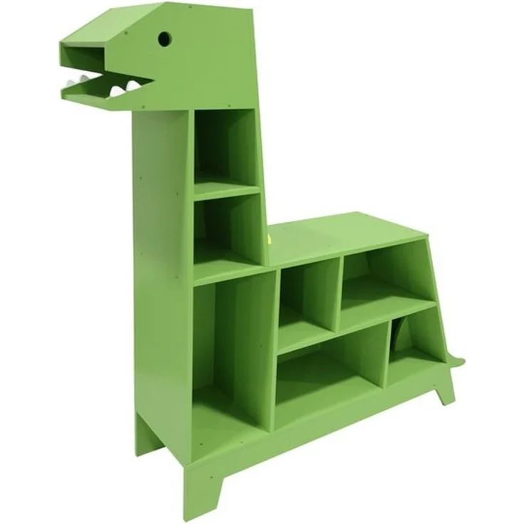 Teamson Kids Dinosaurier-förmiges Bücherregal/Spielzeug-Organizer mit verschiedenen Fächern, Grün – Bild 4