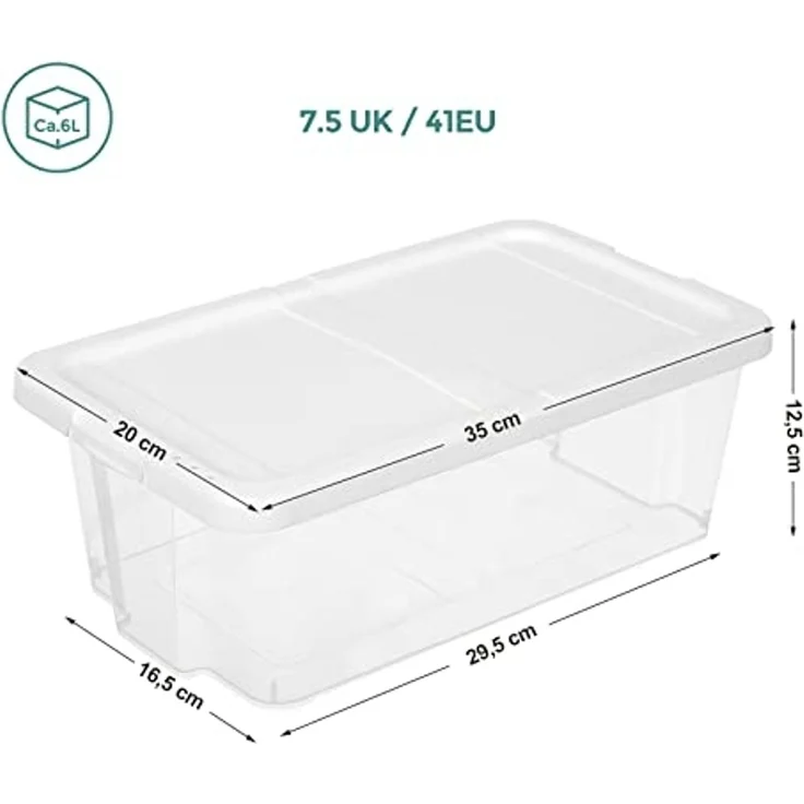 Songmics 12er Set Schuhboxen mit Deckel, Kunststoff Transparent, 35 x 20 x 12,5 cm – Bild 4