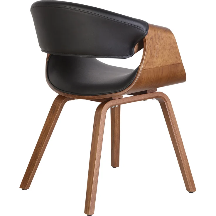 CLP Esszimmerstuhl Foley Küchenstuhl mit Armlehne und Holzgestell,schwarz Kunstleder – Bild 3