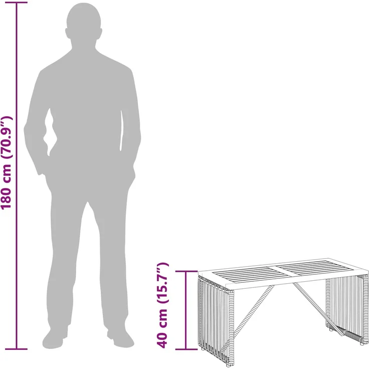 vidaXL Tisch für Outdoor Grau und Braun 80 x 40 x 40 cm Poly-Rattan 42025165 – Bild 10