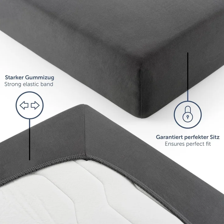 Blumtal® Basics Spannbettlaken 80x200 cm Jersey - Bettlaken 80x200 cm aus 100% Baumwolle - Oeko-TEX zertifiziertes Spannbetttuch 80x200 cm - Matratzenbezug 80x200 cm - Leintuch 80x200 cm - Anthrazit – Bild 4