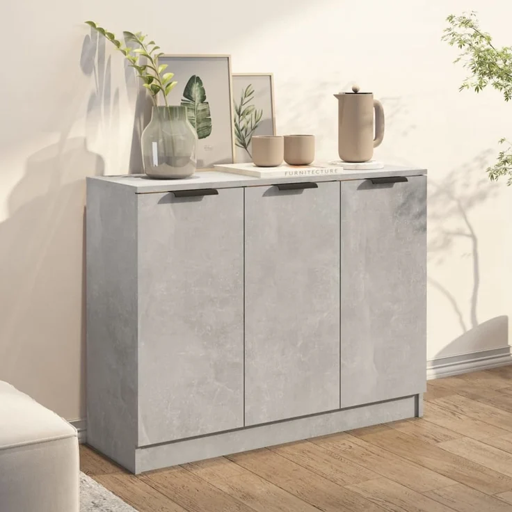 Sideboard, Kommode Betongrau 90,5x30x70 cm Holzwerkstoff – Bild 3