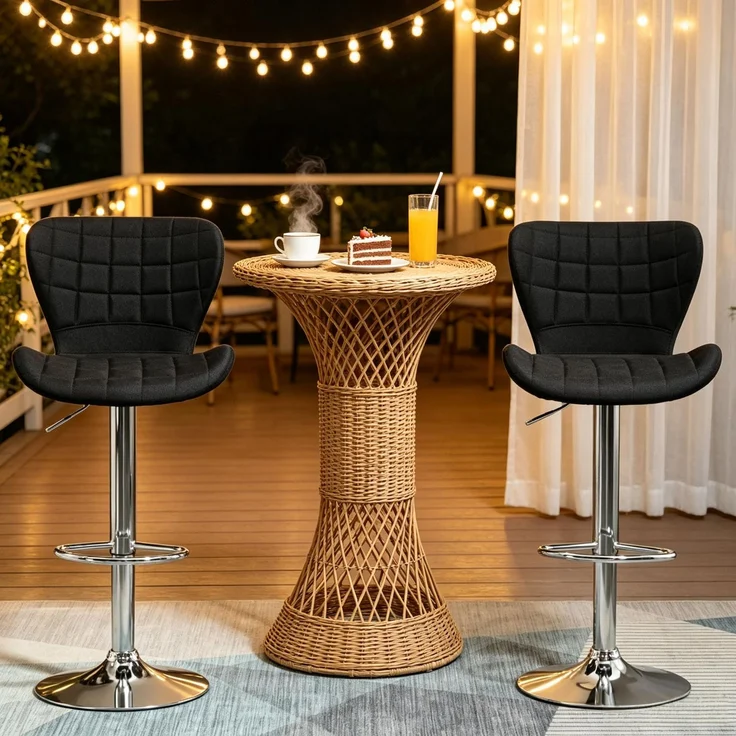 Komfortable Küche Hocker,Bar Hocker,Ess Hocker,Drehhocker mit verstellbarer Höhe(nur mit 2Pcs Hocker)--Schwarz--47x51.5x111.5cm--YOUDENOVA – Bild 6