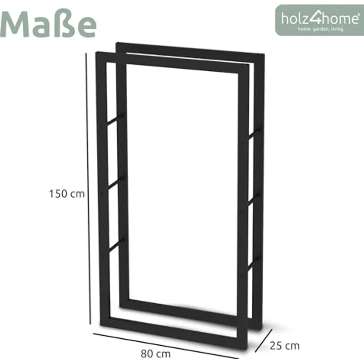 Kaminholzregal - Metall, Schwarz - BHT 80 x 150 x 25cm – Bild 8