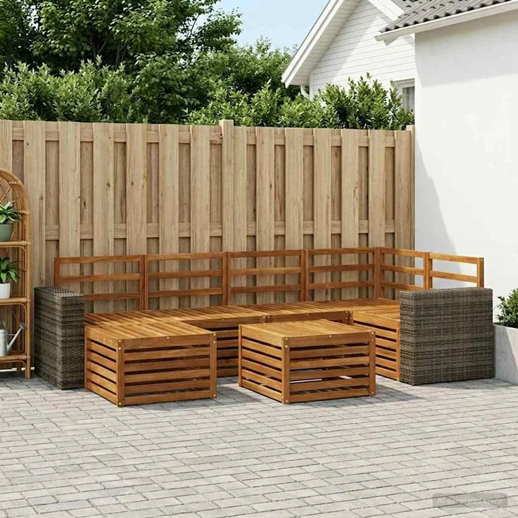 vidaXL Outdoor-Sofagarnitur 7 stk. 5-Sitzer Natur Massivholz Akazie 3384605 – Bild 1
