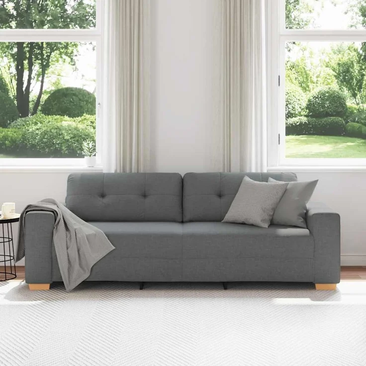 vidaXL 3-Sitzer-Sofa Dunkelgrau 220x78x80 cm Stoff 4105089 – Bild 3