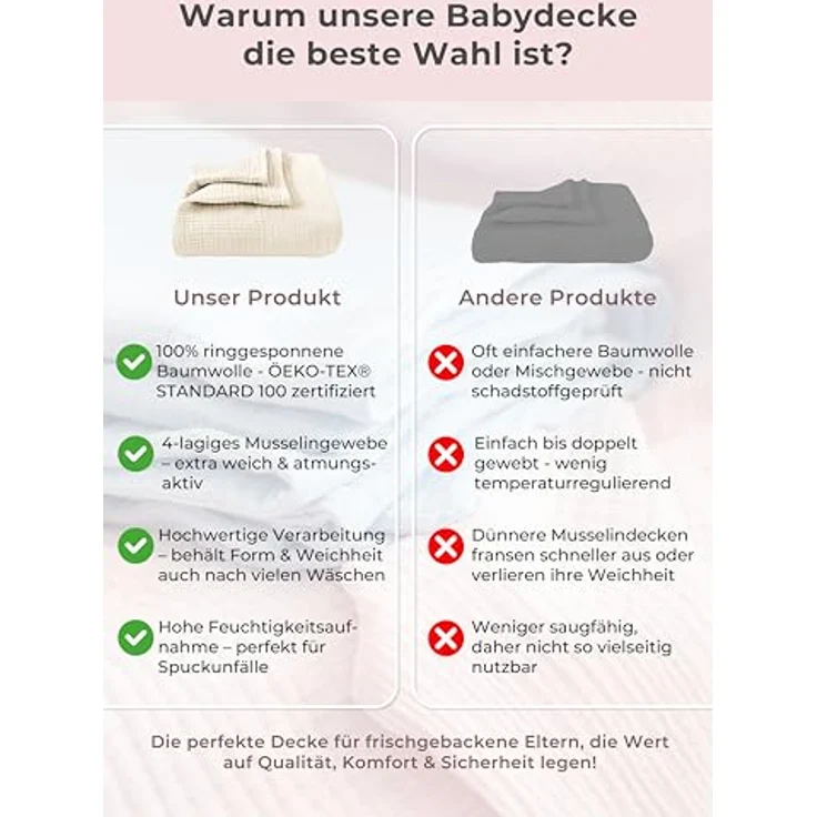 Babydecke Premium Musselin Babydecke 4-lagige Decke aus 100% Baumwolle, Laynenburg, Musselin Babydecke, Kuscheldecke oder Schlafdecke, Pucktuch, Spucktuch – Bild 7