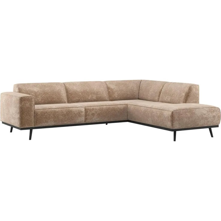 Ecksofa Statement aus Samt-Chenille, modern mit hohem Sitzkomfort, taupe, Stellvariante rechts