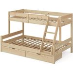 Etagenbett Everest Naturholz 120x200 / 80x200 cm mit Schubladen Vitalispa