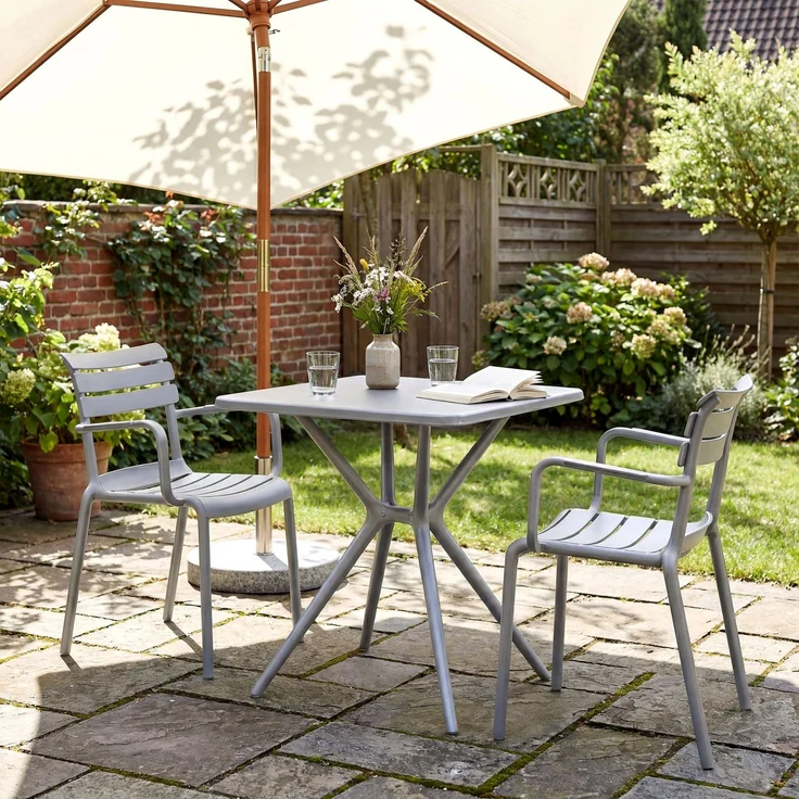 Gartenmöbel-Set NORA mit 2 Stühlen - 186x72x82cm, Kunststoff, Grau | Balkonset Gartenset Tisch mit Stühlen Bistroset Outdoor – Bild 3