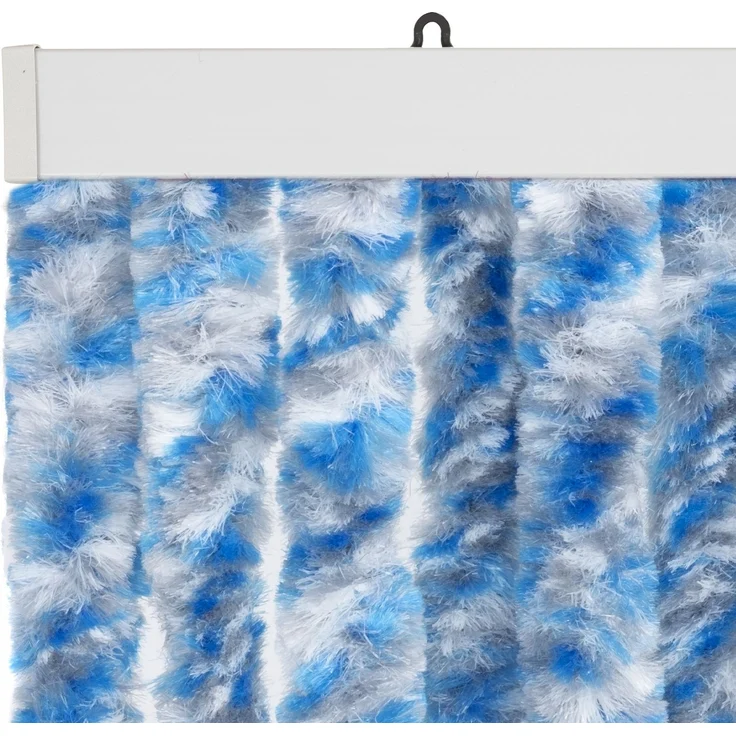 Moritz Flauschvorhang aus Chenille 56 x 185 cm blau grau weiß gestreift Türvorhang als Fliegenschutz Insektenschutz für Camping Wohnwagen – Bild 3
