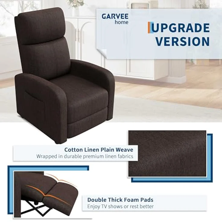 GarveeHome Relaxsessel Fernsehsessel Ruhesessel Liegesessel mit Liege-Funktion Polstersessel Leinen verstellbar Einzelliegesessel Wohnzimmer Schlafzimmer Heimkino – Bild 6