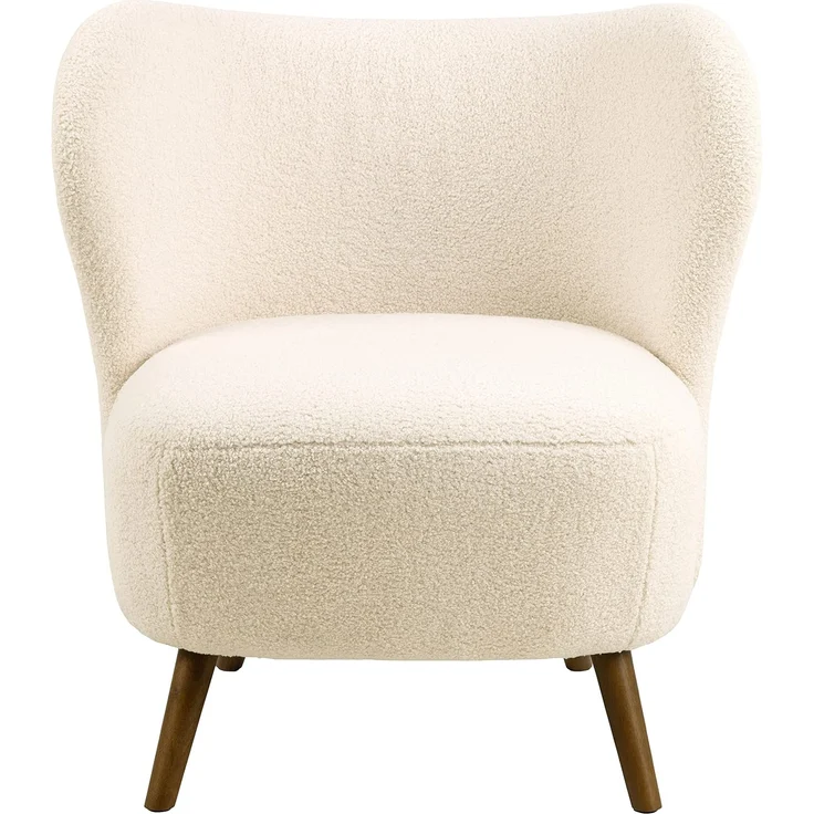 AC Design Furniture Christopher Sessel in Creme, Gepolsterter Ohrensessel mit Teddyähnlichem Stoff und Dunkelbraunen Beinen, Loungesessel für Wohnzimmer, Cocktailsessel im Skandinavischen Stil – Bild 4