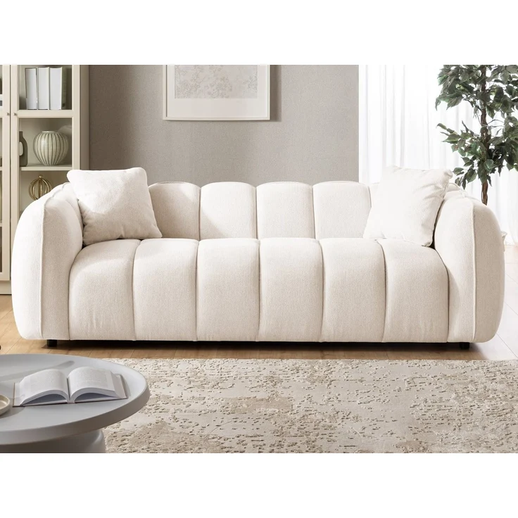 S-Style Möbel Sofa 3-Sitzer Nubira in tief gesteppter Bubble-Optik aus Strukturstoff, mit modernem Design und Wellenfederung – Bild 2