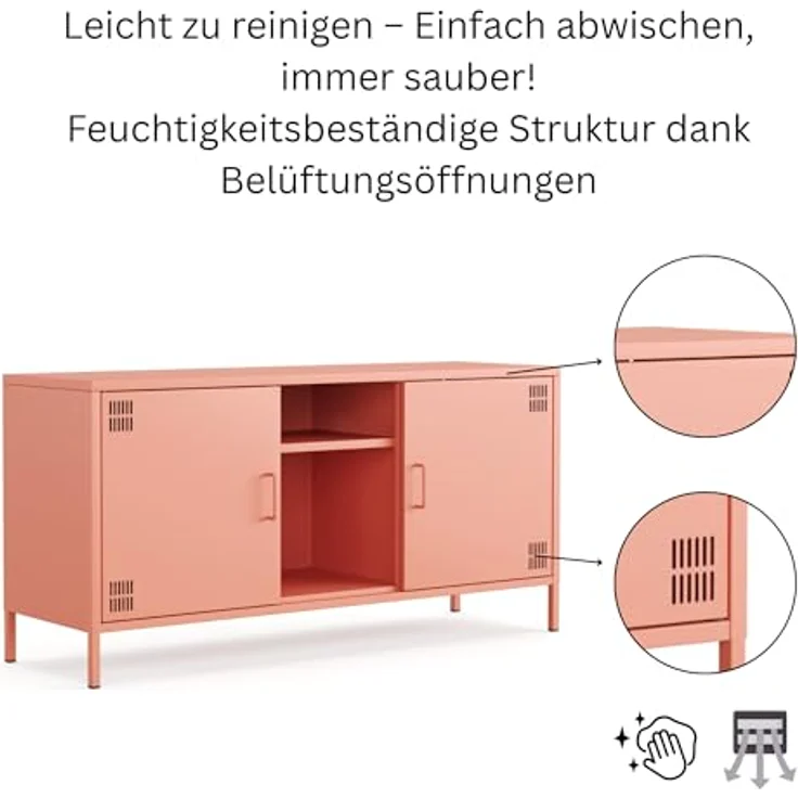 Metall Möbel Pera3, TV-Schrank 3 Regale - 130,5 x 40 x 64,5 cm Lachsfarben – Bild 7