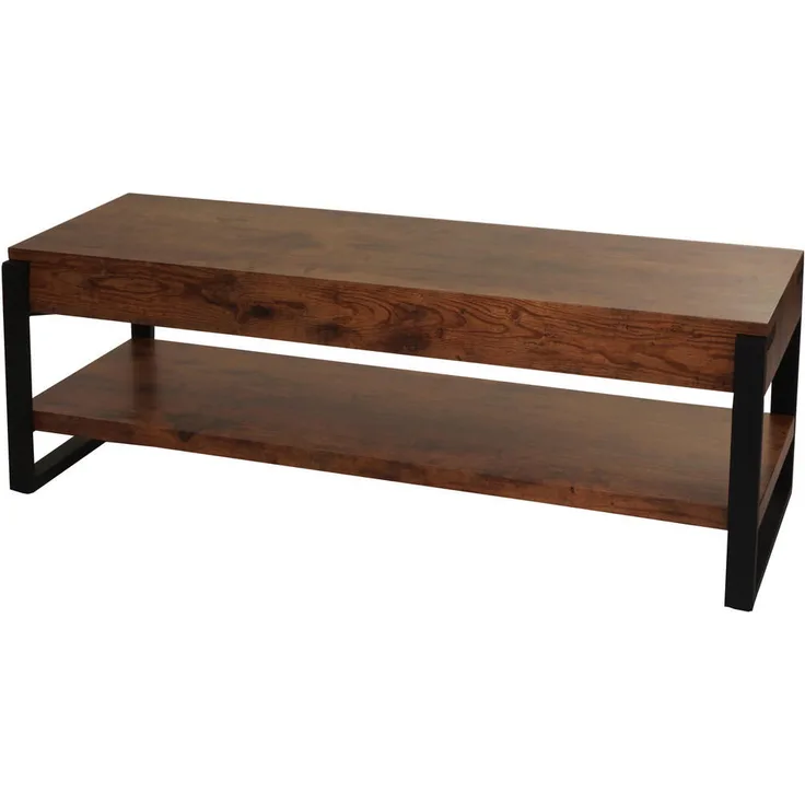 MCW Hwc-L53 TV-Rack, Trüffeleiche, Holz, 120x42x44 cm, stabil mit Eisenfüßen, höhenverstellbare Fußbodenschoner, zusätzliche Ablagefläche