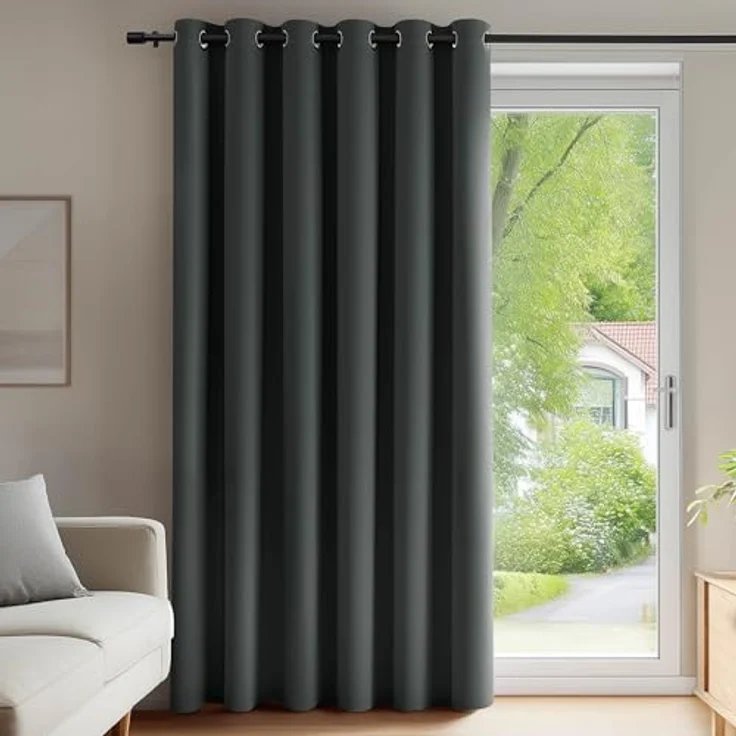 Deconovo Verdunklungsvorhänge mit Ösen UV-Schutz Deko Vorhang Dunkelgrau | 1 Stück, H290 x B200 cm, Blickdichte Gardinen, Thermovorhang Hitzeschutz, Ösenschal, Sichtschutz, Blackout Curtains,UV-Schutz – Bild 1