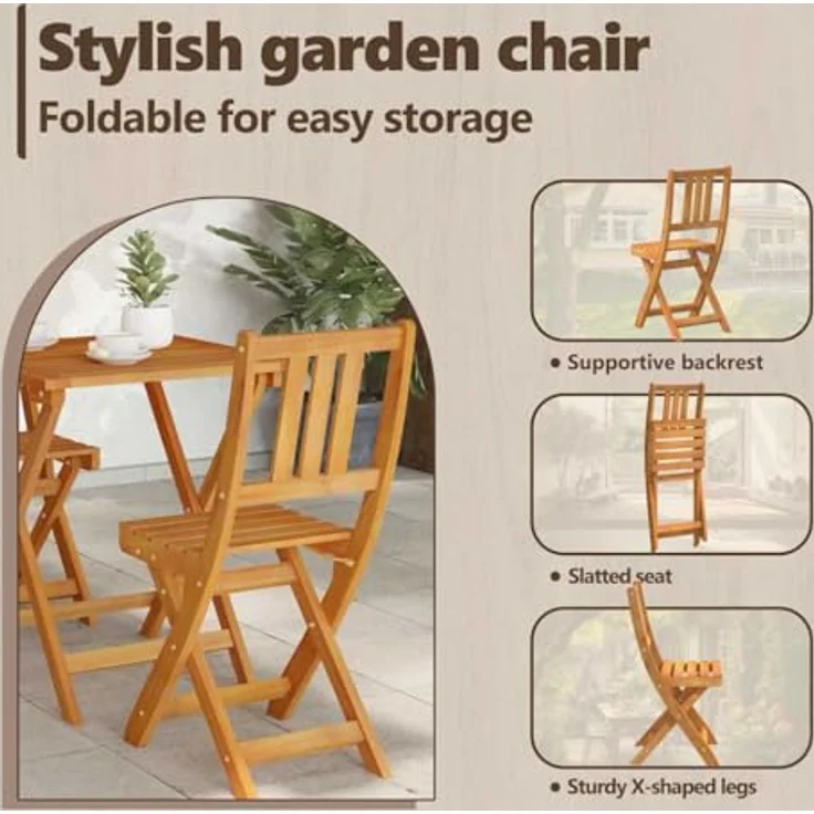 vidaXL Bistrogarnitur 3 pcs Öl-Natur Massivholz Akazie 4105509 – Bild 5