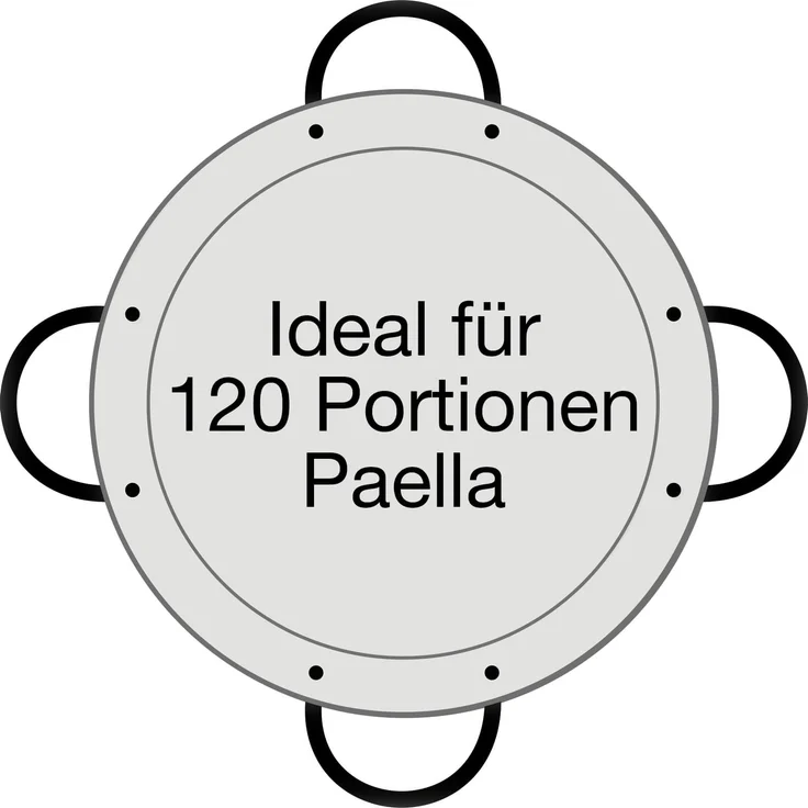 Paella-Pfanne Stahl poliert Ø 115 cm mit 4 Griffen – Bild 4