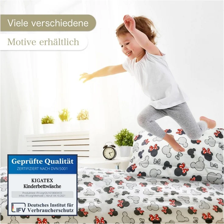 KiGATEX Kinderbettwäsche KiGATEX Set 2-teilig, 100x135 + 40x60 cm, für Mädchen + Jungen, 100% Baumwolle, weich & atmungsaktiv, waschbar bei 60°C – Bild 4