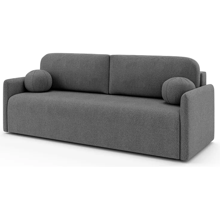 MEBLINI Sofa mit Schlaffunktion - ANAKIN - 210x90x93cm – Dunkelgrau Boucle – Schlafcouch Ausziehbar - Schlafsofa mit Bettkasten - Sofabett - Couch mit Schlaffunktion – Klappsofa