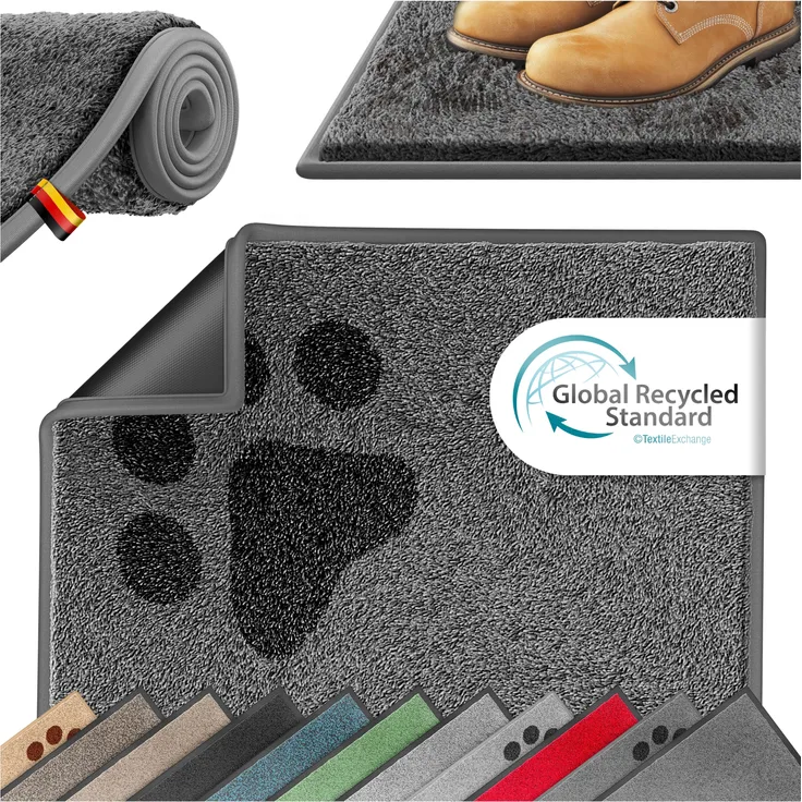 KESSER® Schmutzfangmatte rutschfeste Fußmatte für Innen- & Außenbereich waschbar & wetterfest | Türmatte Wohnungseingang | Teppich für Büro & Vorzimmer | Fußabtreter Fußabstreifer Motiv, Anthrazit / Schwarz, 120x180cm
