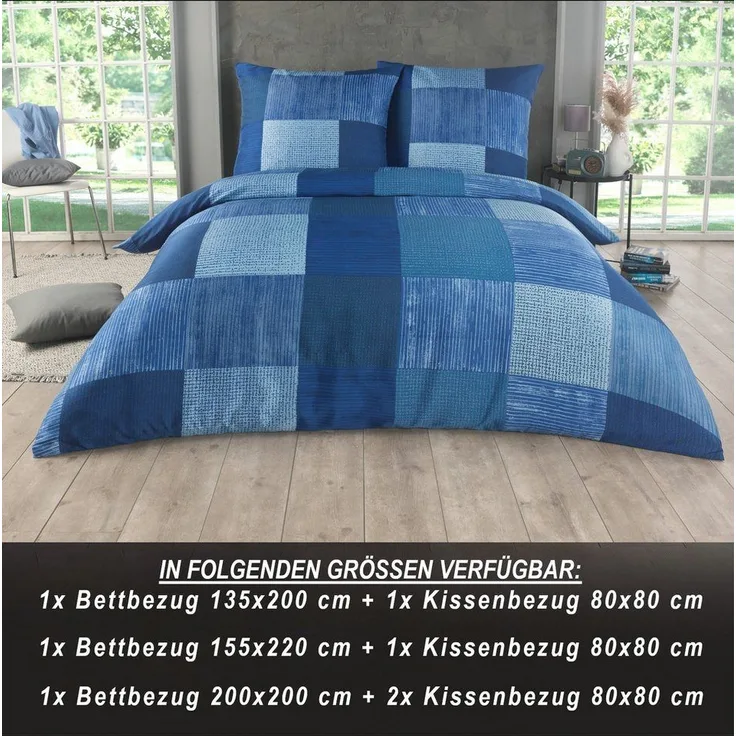 Malika Bettwäsche 155x220 + 80x80 cm atmungsaktiver Bettbezug, moderne Designs, Mikrofaser, 2 teilig, Für Allergiker geeignet, pflegeleicht, angenehm weicher Stoff