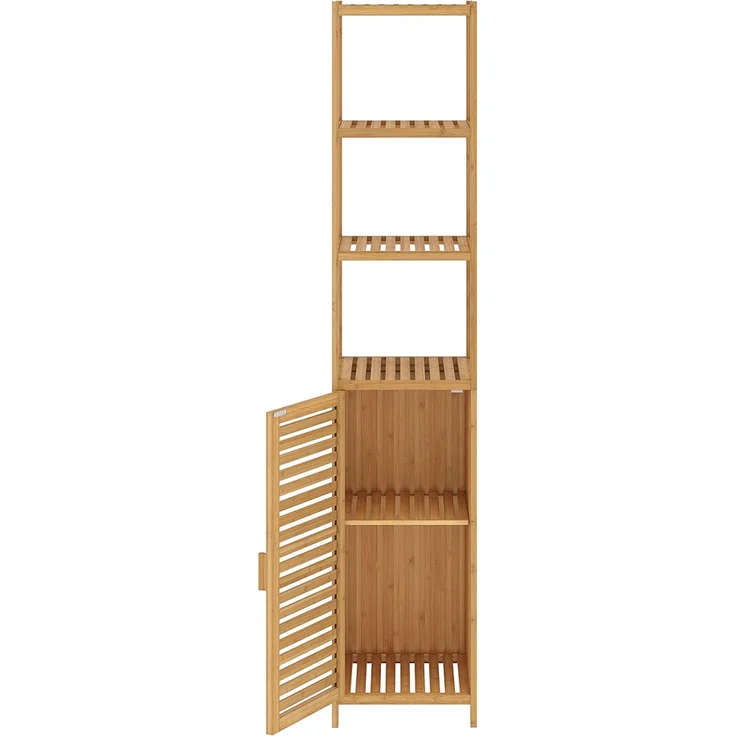 Bellamio 'Newa' Badezimmer Hochschrank, Bambus, natur, 165x33x33 cm, Badezimmerschrank mit 5 Ablagefächern – Bild 11