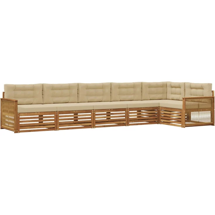 vidaXL Outdoor-Sofagarnitur 6 stk. 6-Sitzer Natur und Beige 3383421 – Bild 2