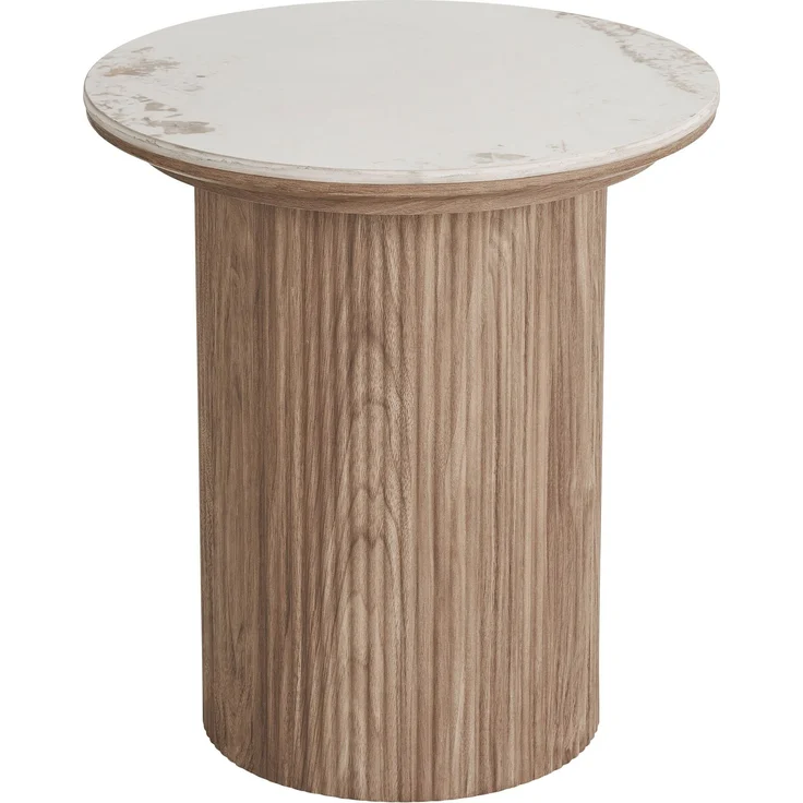 Beistelltisch >Athens< in Weiss / Dunkelbraun, Keramik, MDF, Dekor - 50x45 (HxD) – Bild 1