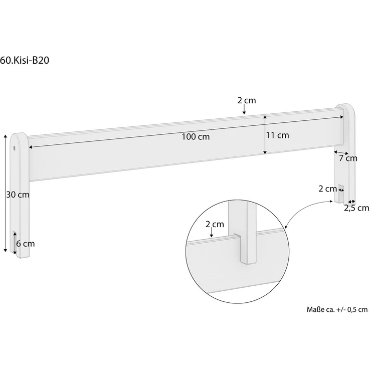 Niedriges Kinderbett Bodenbett 90x200 Kiefer massiv Zubehör wählbar V-60.28-09mit Kindersicherung und Rollrost inkl. – Bild 4