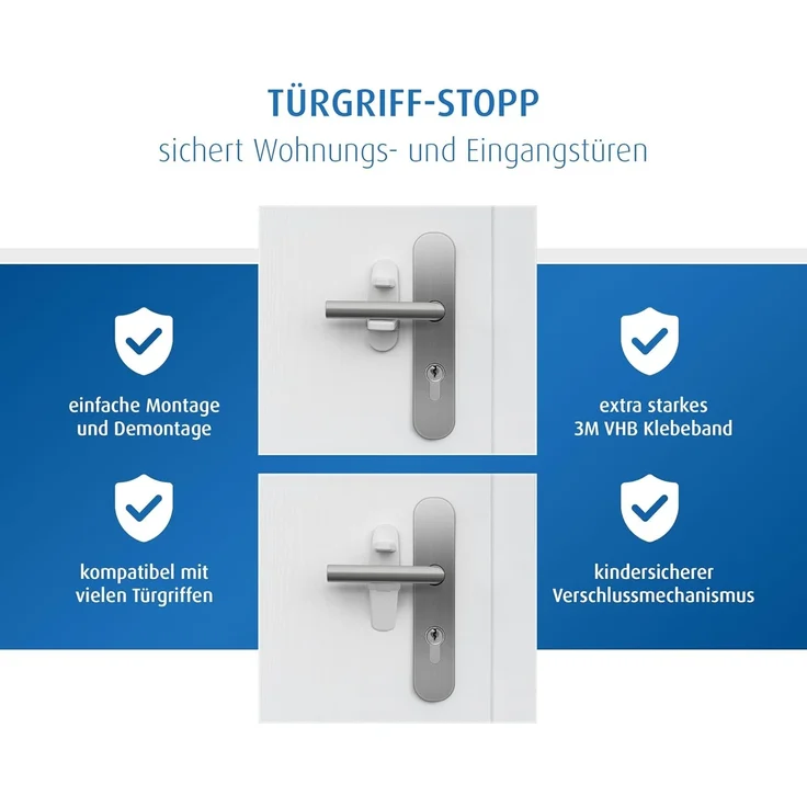 reer Türgriff-Stopp, Kindersicherung für Wohnungs- und Eingangstüren, Türgriffschutz, Türklinkenpuffer, Türstopper – Bild 4