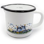 Milchtopf GÄNSEGLÜCK 0,6 Liter mit Ausguss und Skala, Emaille weiß mit Gänsemotiv