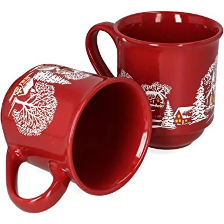 MamboCat Tasse 6er Set Glühweinbecher in dunkelrot Weihnachtslandschaft 0,2L geeicht, Porzellan, Weihnachtsgeschirr, Weihnachten, Weihnachtsmarkt, Punsch – Bild 3