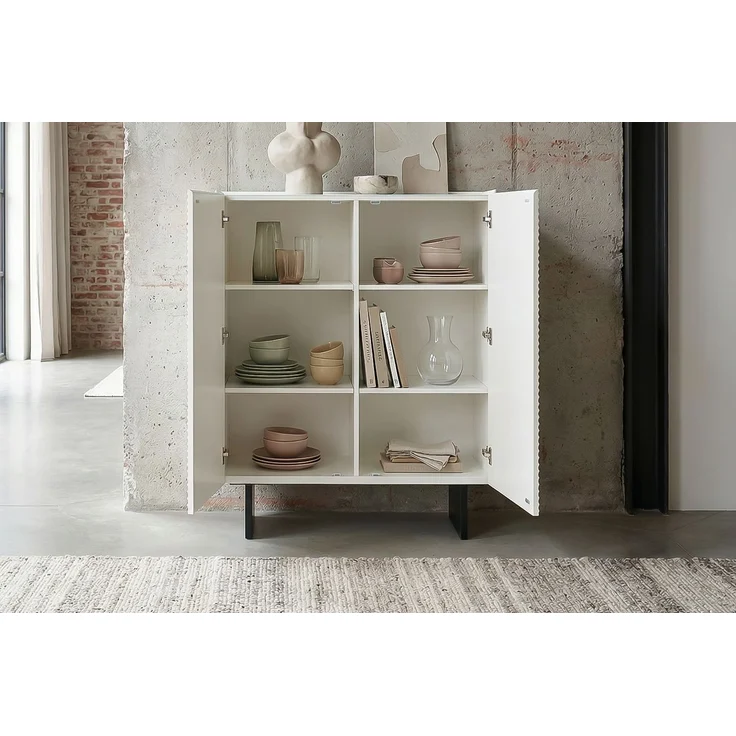 KAWOLA Highboard LYNN 2 Türen lackiert weiß 120 x 40 x 100 cm – Bild 4
