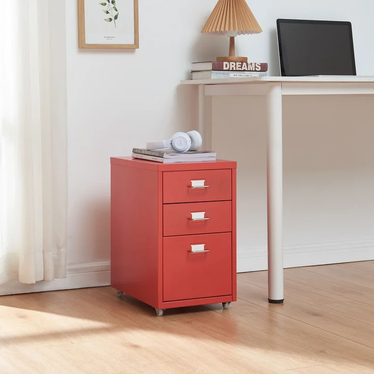 Rollcontainer Kökar mit 3 Schubladen 48x28x41 cm Rot [en. casa] – Bild 1