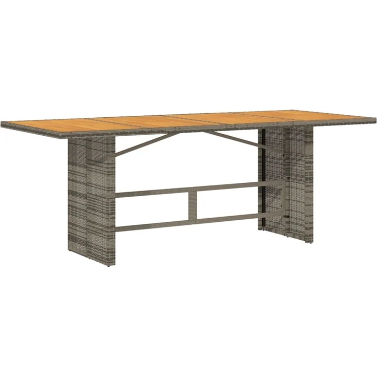 Gartentisch, Balkontisch mit Akazienholz-Platte Grau 190 x 80 x 75 cm Poly Rattan – Bild 2