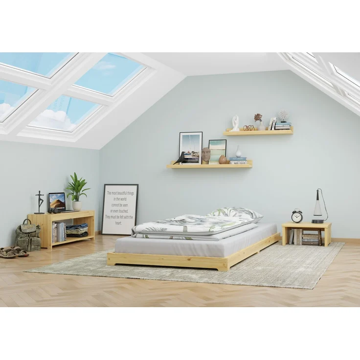 Schmales Gästebett extra niedrig Kiefer lackiert 80x190 Zubehör wählbar V-60.47K-08-190ohne Zubehör – Bild 2