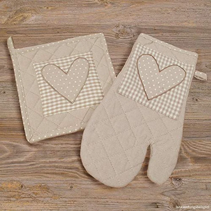matches21 HOME & HOBBY Topflappen Topflappen Landhaus Premium Punkte Herz Karo 20x20 cm, (1-tlg) – Bild 3
