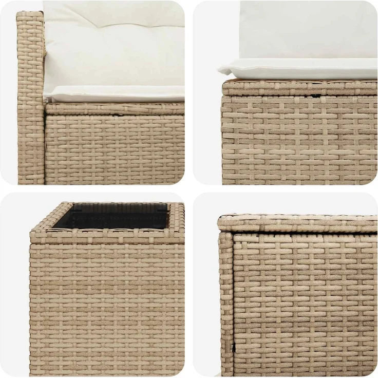 vidaXL Sofa Set 6 stk. Beige und Cremeweiß Polyrattan und Stahl 3447252 – Bild 9