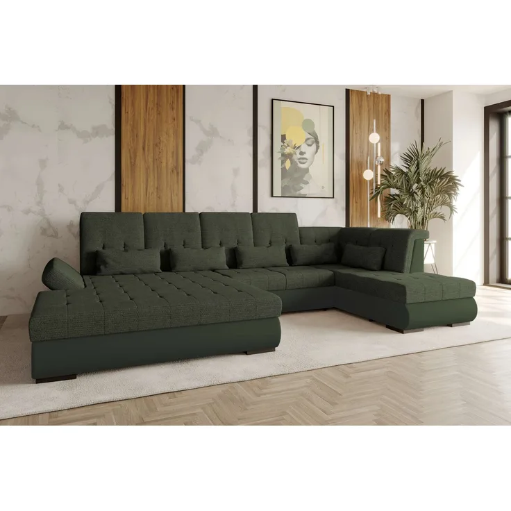 99rooms Felicia Wohnlandschaft Velours MANILA Khaki Chenille EDEN Olive Links