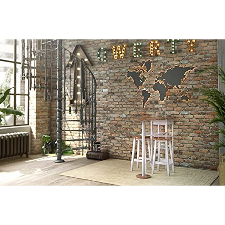 ZELLER 13776 Küchenbar mit 2 Hockern, MDF, Tisch 118 x 38 x 89 cm, Hocker 29 x 29 x 54 cm, weiß/Bamboo-Dekor, mit Schublade und Flaschenboden – Bild 3