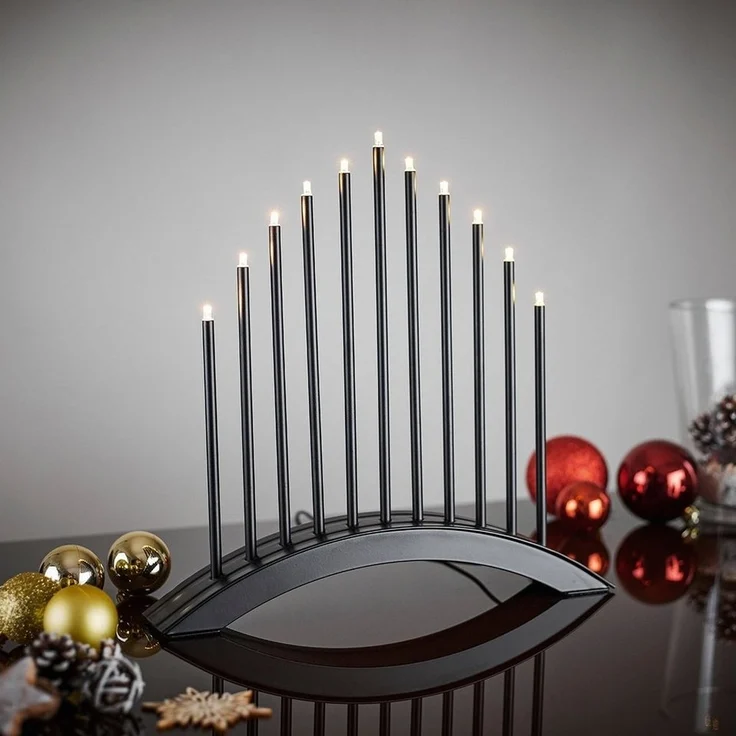 MeLiTec Fensterleuchter SL30-2, LED, Lichterbogen, Schwibbogen, Advent, Weihnachtsleuchter, Stimmungsleuchte, Brücke, Schwarz, Stecker, XMAS – Bild 1