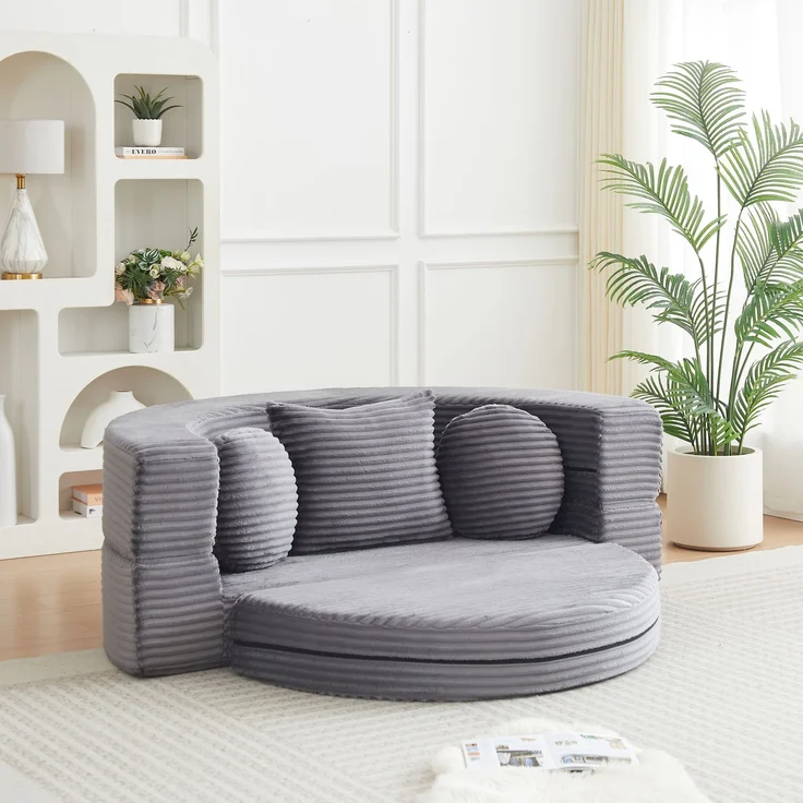 ZUBALIYA SchlafSofa mit USB - Anschluss, mit Schreibtisch, mit Cordbezug, mit Schaumstoffpolsterung, für Wohnzimmer und Apartments – Bild 15